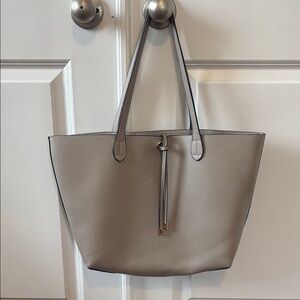 NWOT Minimalist Faux Leather Gray Tote Bag